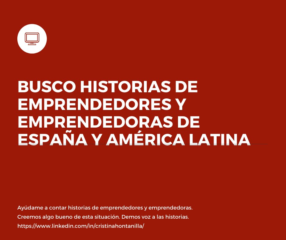 CHontanilla's tweet photo. Busco dar voz a los #emprendedores y #emprendedoras de #España y #LatAm en tiempos de #COVID19. ¡Participa y comparte! 👇🏽
https://t.co/rsHr0Q8wF7 https://t.co/sW00VwG2M9