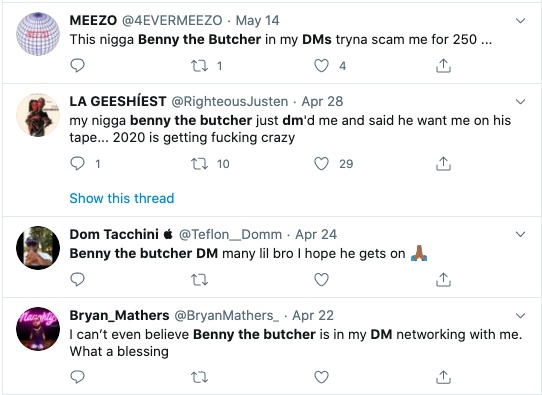 Of course, the artists on the receiving end of these DMs cannot believe artists like Fat Joe, Jadakiss, Benny The Butcher, etc..., are reaching out, TO THEM, about a mixtape placement. Here are just some of their public reactions on Twitter: