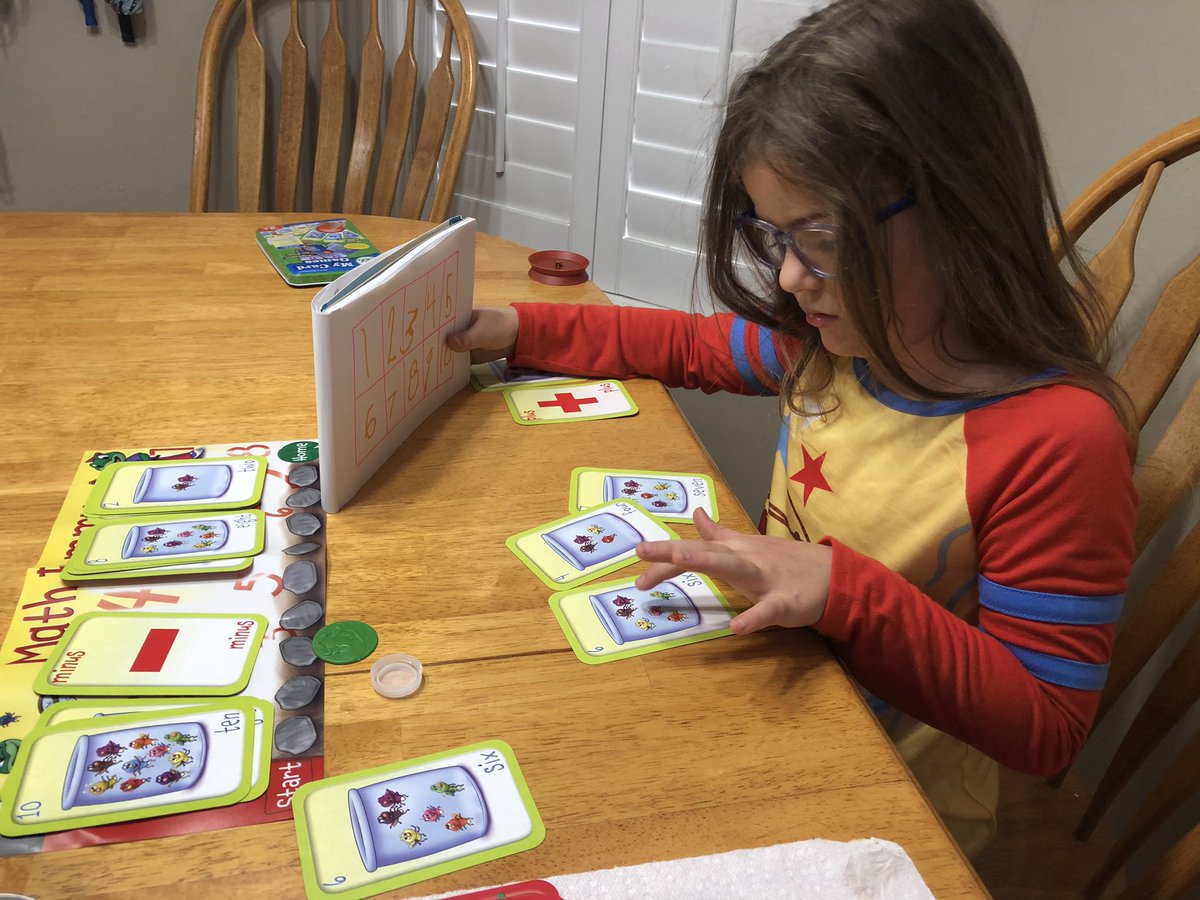 kstathakos's tweet photo. Deep in concentration while saying YES to math fun &amp; NO to the summer slide! Working on addition &amp; subtraction combinations with @LeapFrog Math Rummy. @FalconPassElem she can’t wait to get back to school to be a big first grader! #summerlearning https://t.co/omfyckY6Nc
