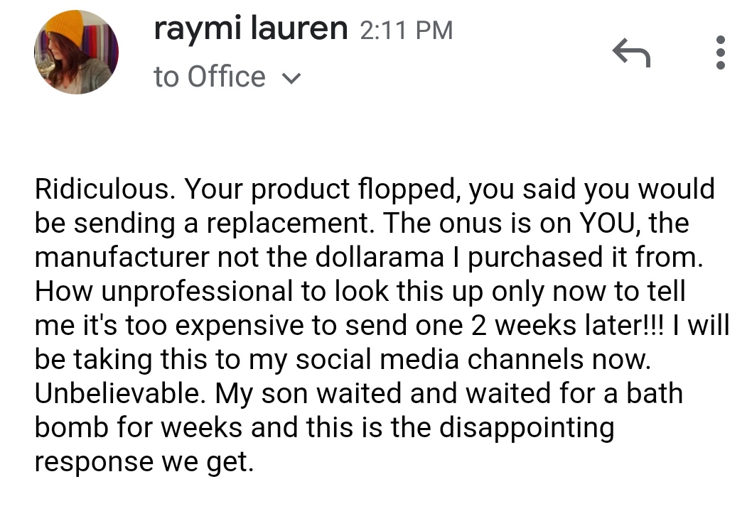 Bath bomb update lmfao they said on the 15th will send a replacement then today actually looked up UPS pricing and were like nope. So unprofessional!! @yoyolipgloss