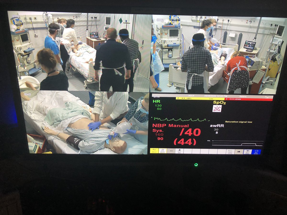 nadiastock's tweet photo. Thanks to awesome faculty @crawford_upton @Coxe85 @norfolk_tim and Li for making rescheduled IMT sim day a success despite COVID adjustments.Was great to be back in sim centre tho group dynamics when sat 2m apart feels slightly odd! #humanfactors #sociallydistancedclassroom https://t.co/kJkhdBzyn3