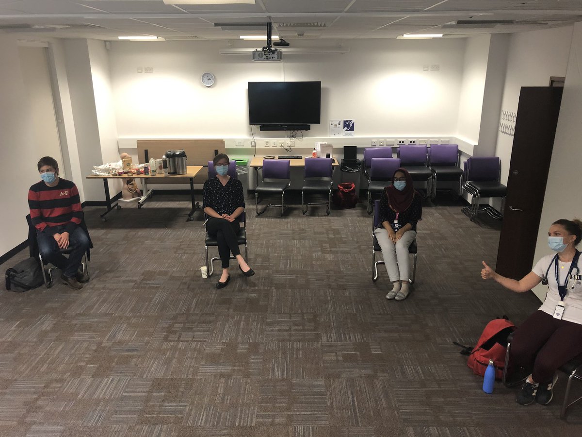 nadiastock's tweet photo. Thanks to awesome faculty @crawford_upton @Coxe85 @norfolk_tim and Li for making rescheduled IMT sim day a success despite COVID adjustments.Was great to be back in sim centre tho group dynamics when sat 2m apart feels slightly odd! #humanfactors #sociallydistancedclassroom https://t.co/kJkhdBzyn3