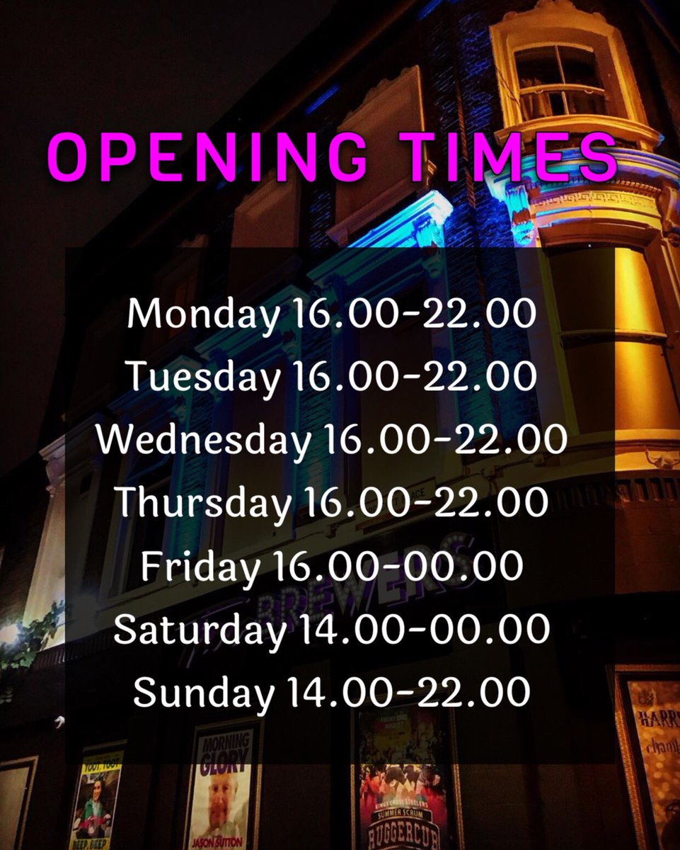 Here are our new opening times from this Saturday onwards ✨

Want to book a table? Head to the2brewers.com/london/table-b…

We have limited tables available for this Saturday throughout the day - walk-in only