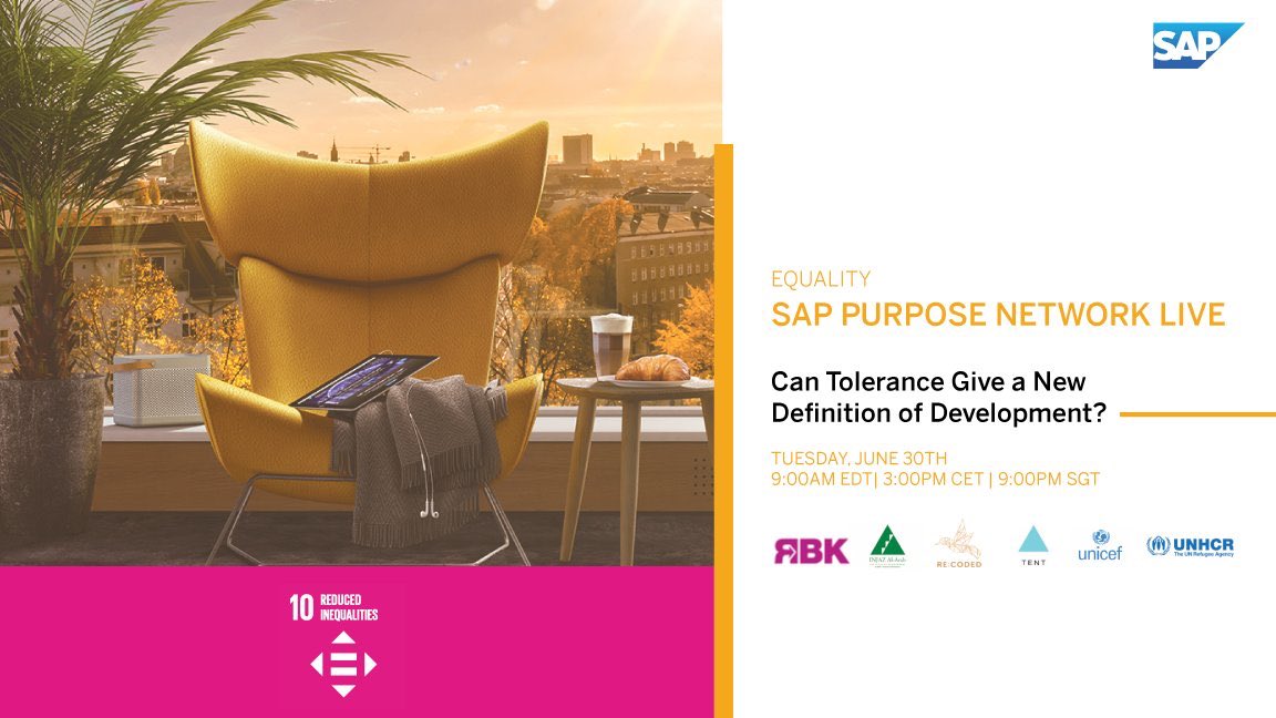 BHusseini's tweet image. Join us tomorrow for an interactive #SAPPurposeNetwork talk with the partners and friends of @DS4Today! 

➡️ Register now: bit.ly/2VsRpJE 

🗣️ @INJAZAlArab @VoicesWRefugees @SAPMENA @alexploeg @sap4good @ReBootKAMP @recodedofficial @TentOrg @UNICEF_Turkey