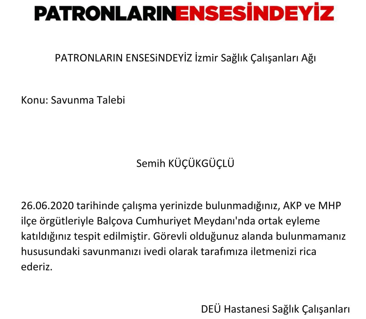 solhaberportalY's tweet photo. DEÜ çalışanları AKP ve MHP örgütleriyle eylem yapan başhekimden savunma istedi 

https://t.co/0P9Ff6p5pC https://t.co/H4GygQiQAS