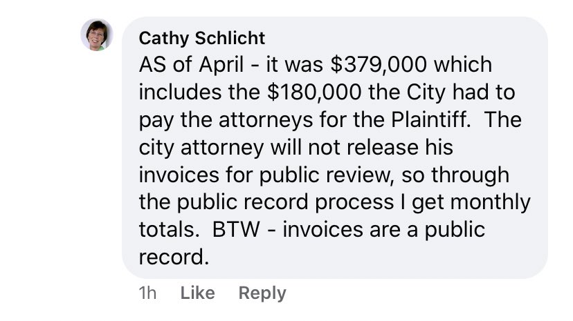 In addition, former councilwoman Cathy Schlict has clarified that as of April the bills have hit $379,000 on this. What happens next? Another possible very expensive lawsuit for MV? A special election? In addition, MV is still keeping their meetings closed from the public.