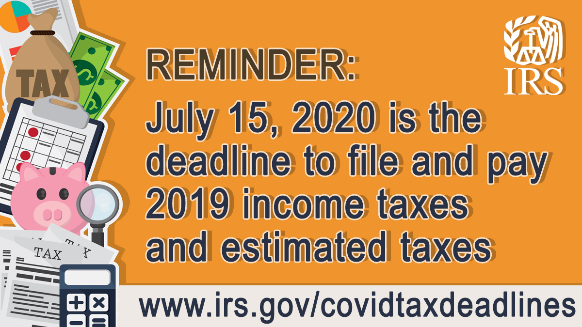 #IRS reminder for individuals and businesses➡️2019 income tax liabilities and postponed April &amp; June estimated tax payments are now due July 15, 2020. See how to schedule these at: go.usa.gov/xwMME #COVIDreliefIRS