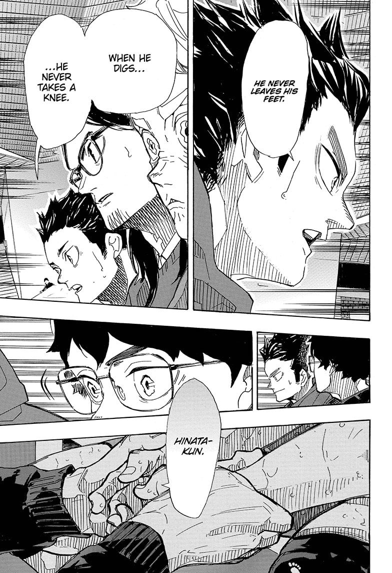 /you don’t get better at receives overnight/Hinata toppling in 282 but it being stated that now he doesn’t“If you want to go far, you have to take things step by step”“Right now, this is still volleyball”‘A 0 step approach of all of his experience’ (smthn like that)