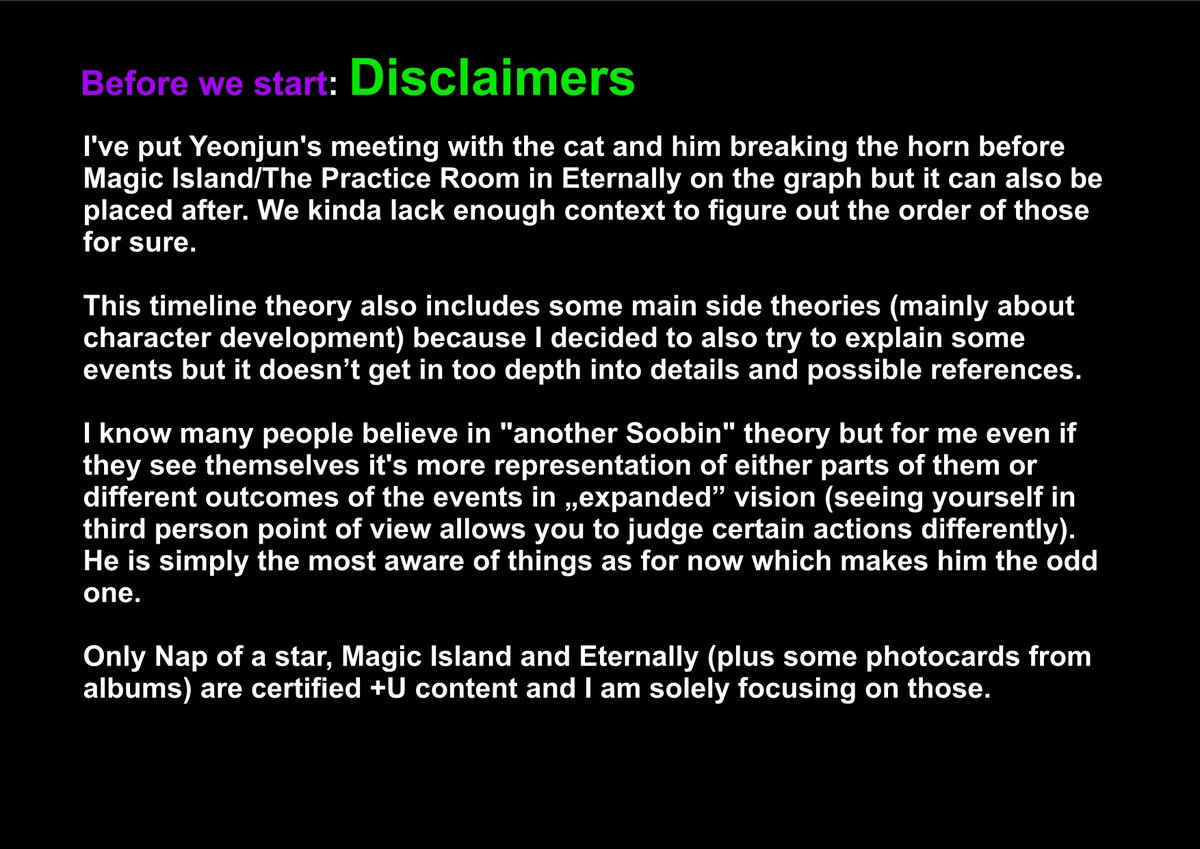 Before we start, some disclaimers. For the parts of MVs with Korean text, I used translations from  @TXTranslations  #TOMORROW_X_TOGETHER (I was considering screenshotting parts of the MV but it would take ages and I'm lazy, so have fun reading only this time around)
