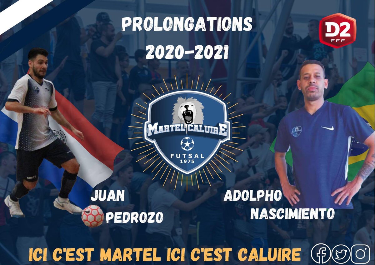MartelFutsal's tweet photo. 🚨MERCATO 2020🚨
Juan PEDROZO, international paraguayen auteur de 12 buts en 9 matchs et le brésilien Adolpho NASCIMIENTO continuent l’aventure chez nous!
#MARTELCALUIRE https://t.co/sDxKrrGZ4Y