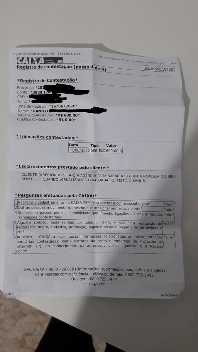 danew_rodriguez's tweet photo. @Caixa Já fiz tweet explicando que minha segunda parcela foi roubada, (com email que nunca vi no caixa tem)
Já reclamei na ouvidoria da Caixa, já fui quatro vezes pessoalmente, sendo que a primeira foi pra fazer a contestação. vocês me deram um prazo de 10 dias fui la hj e nada😡 https://t.co/ueDytkuiu7