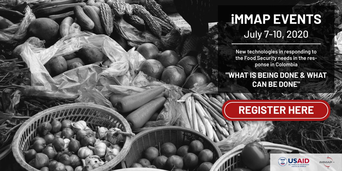 ArieClaassens's tweet image. #BetterDataBetterResults #GIFMMContigo Join us on July 8 to talk about the use of new technologies in responding to the needs in #FoodSecurity and the response in Colombia with DymaxionLabs RIWIdata iMMAP MENA ESRICol. Register here …