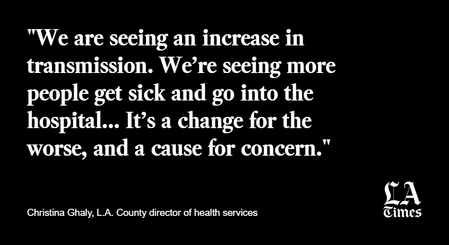 They said they are now faced with one of their biggest fears: that the reopening of L.A. County would coincide with sudden jumps in disease transmission that have the potential to overwhelm public and private hospitals.