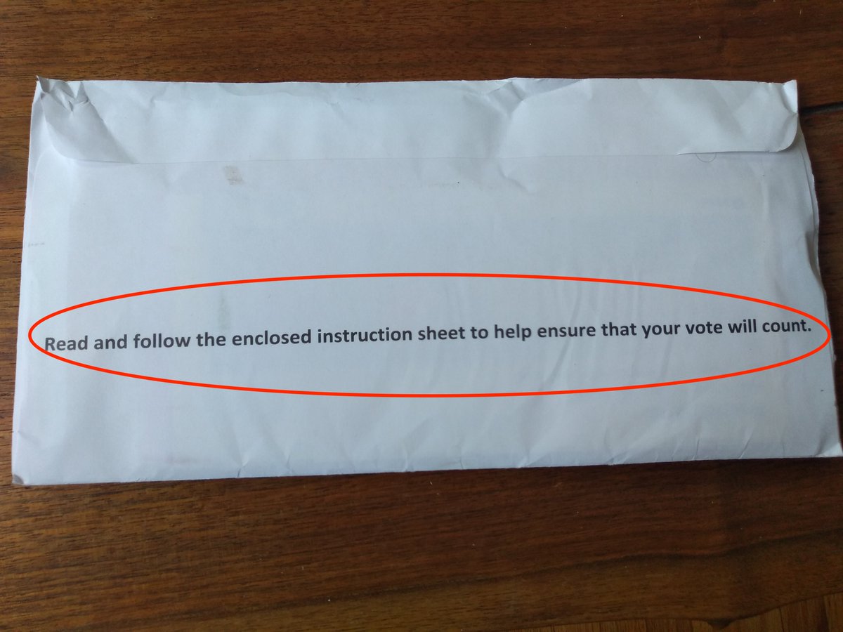 Tip 1: Right on the back of my mailing envelope, it says to "read and follow the enclosed instruction sheet." I'd add to also read the instructions on the ballot, the three envelopes, and the registration form, if you needed one.