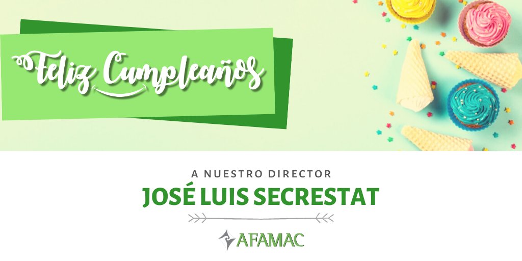 AFAMACArgentina's tweet photo. Hoy celebramos junto a nuestro Director José Luis Secrestat de la #SociaAFAMAC #SECMAN 🎂🎁
🎉¡Feliz Cumpleaños! 🎉
¡Que pases un hermoso día! https://t.co/QmwfKc7bfK