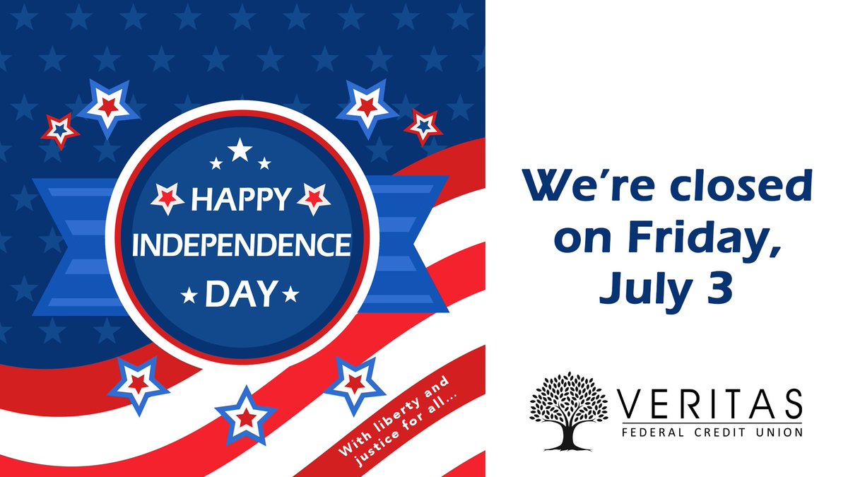 We will be closed on Friday, July 3 in observance of Independence Day. Please note: The Smyrna Plant Body Branch will be closed on both Friday, July 3 and Monday, July 6. All other branches will be open on Monday, July 6. Have a safe holiday weekend!