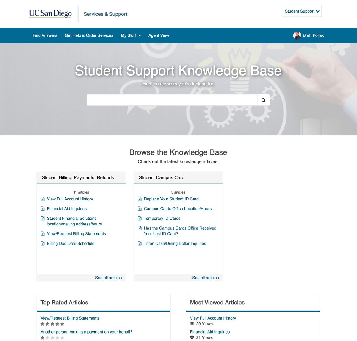 Great effort by the team this weekend to launch the new Student Financial Solutions Support Portal in @servicenow. Excited to see the vision of a common case management platform across business domains come to life! support.ucsd.edu
