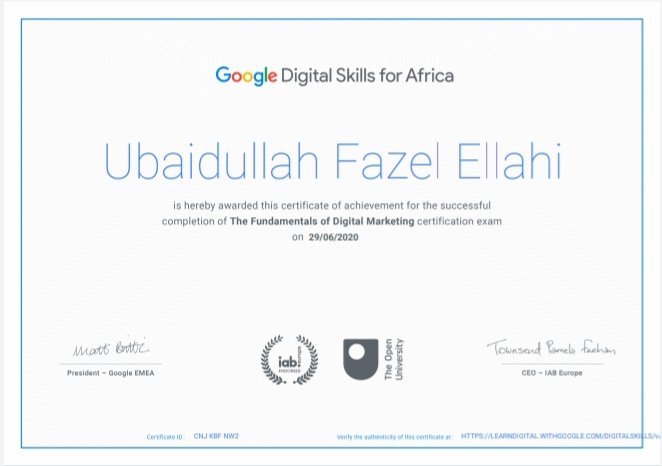 I'm google certified and to think I registered for this course out of frustration because I couldn't complete my fieldwork for my thesis due to the lockdown 
#google #googlecertified #digitalskills #DigitalMarketing #digitalskillsforafrica