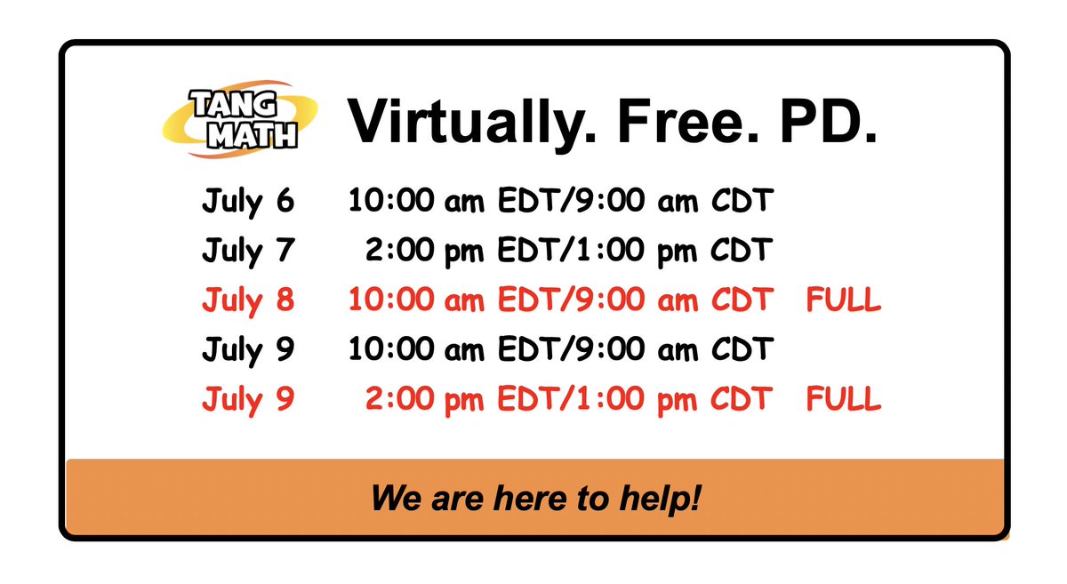 Good news! 250+ teachers signed up yesterday so we've juggled a few things and added 2 more sessions. Join us as I offer tips on teaching virtually and model direct, whole class, differentiated, math instruction. Still FREE and worth every penny. Join us!
docs.google.com/forms/d/e/1FAI…