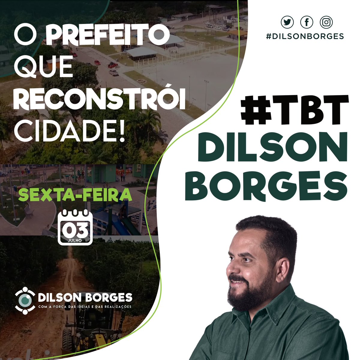 PrefeitoDilson's tweet photo. *Nesta SEXTA (03), começam os #TBT's em nossas redes sociais, sobre o trabalho que realizamos a frente da Prefeitura de Mazagão.*

*Fizemos uma gestão de resultados e reconstruimos a cidade.*

*Fique ligado em nossos #TBT's .*

*DILSON BORGES!*
🤜🏼🤛🏼🔰 https://t.co/1H5FZnXw3e