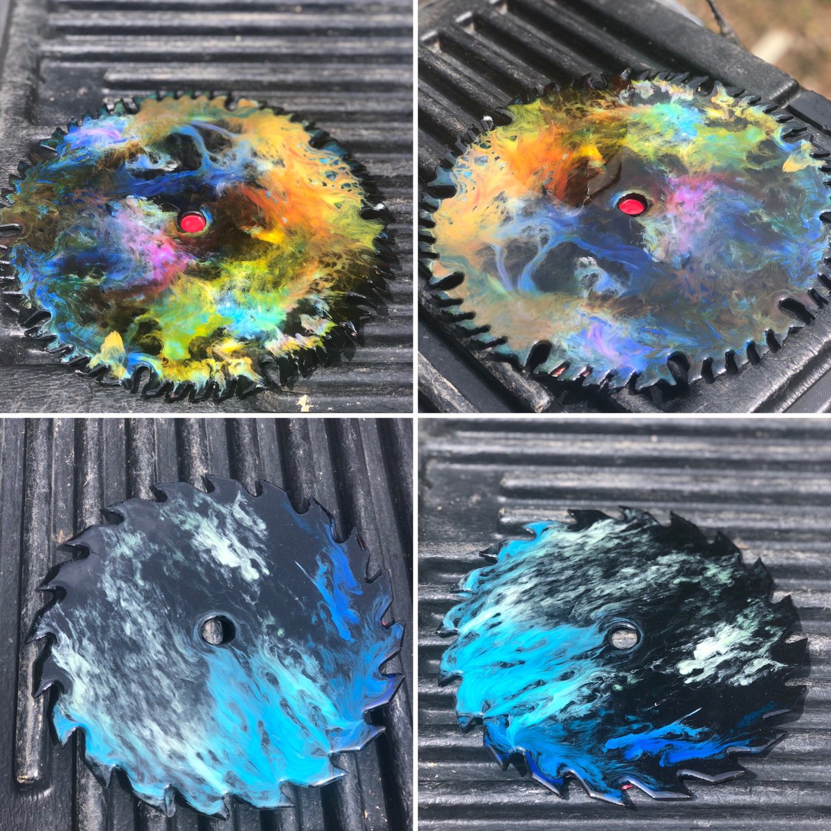 Epoxy saw blades #epoxy #epoxyart #art #creative #rainbow