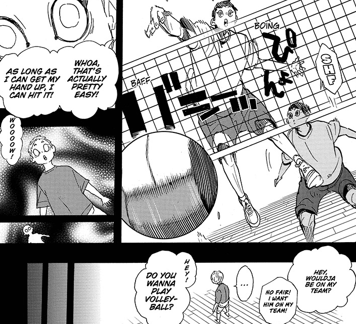 Then Hoshiumi sees his brother, a person who doesn't even have a passion for volleyball whatsoever, spike perfectly on the first try by virtue of being tall. This childhood memory reminds him that the world is not fair. That hard work can be out-classed by natural ability.