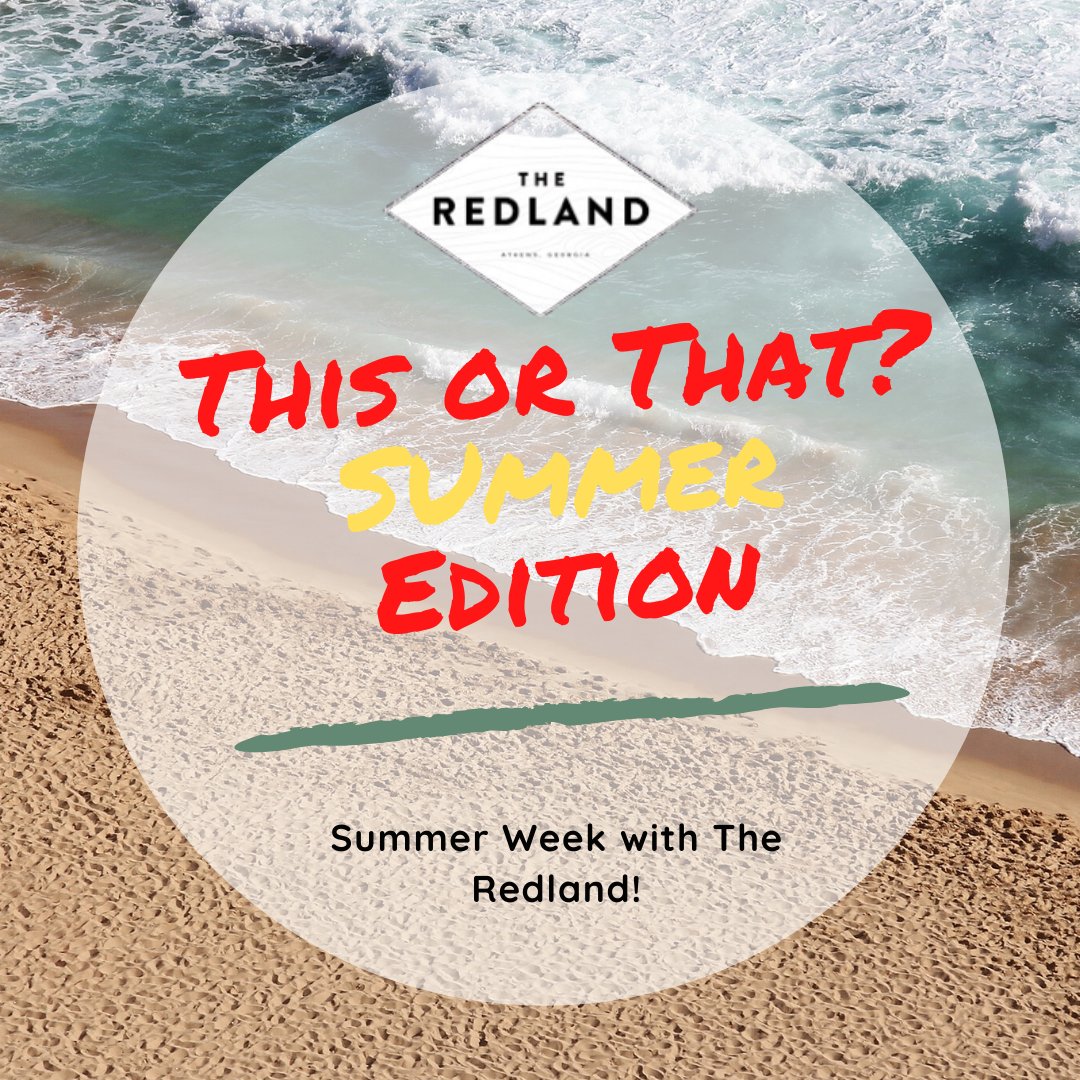 TheRedlandApts's tweet photo. Who doesn't love Summer? It's Summer Week at The Redland and we are kicking it off with "This or That" Tell us which one of these Summer faves you prefer!

#Summer #Flipflops #Beach #UGA #Dawgs #Bulldogs #UGA2021 #UGA2022 #UGA2023 #Classiccity #Athensga #Redandblack #Godawgs https://t.co/V0pMbyQYpR