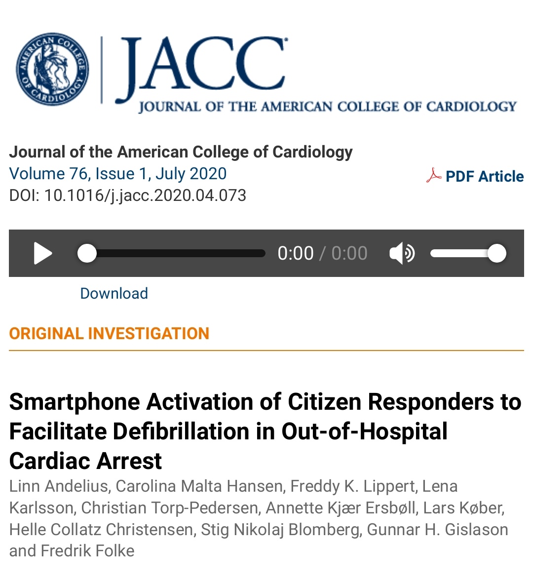 CopCard's tweet image. In The #Heartrunner Trial 🏃@linnandelius @FolkeFredrik et al found that
app-dispatched 📲 citizen responders before EMS was asso w/ ⬆️odds for bystander #CPR and a more than 3-fold increase in odds for bystander #defibrillation⚡
📃bit.ly/2NCyKa4

#OHCA #cardiotwitter