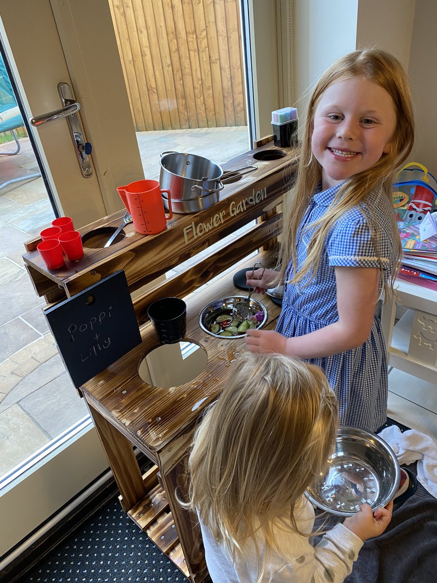 jule220's tweet photo. @StJBoscoRec Poppi decided she wanted to make a potion for Princess Mirror Belle in her mud kitchen and insisted I send a picture to Miss Cook x https://t.co/nSkuUUOegY