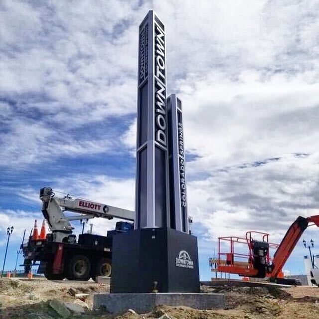 These dynamic monument signs we designed are beginning to dot the borders of @downtown_cs - identifying the dynamic district at the heart of #ColoradoSprings. Stay tuned for more updates as this project progresses! Fabrication: <a href="/hardmansignsUSA/">Hardman Signs</a>