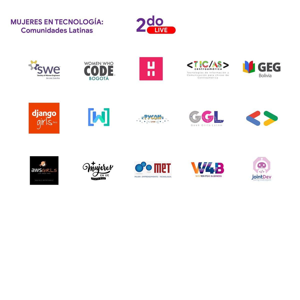 GeekGirlsLatam's tweet photo. Conoce a las comunidades hermanas de mujeres en tecnología de #Latinoamérica. 

Juntas estamos construyendo el ecosistema tech con talento y equidad de género. 
Etiqueta a tus #WomenIntech latinas. #JuntasSomosMás 
👩🏻‍💻👩🏼‍💻👩🏽‍💻💜 https://t.co/HgqcisGp5B