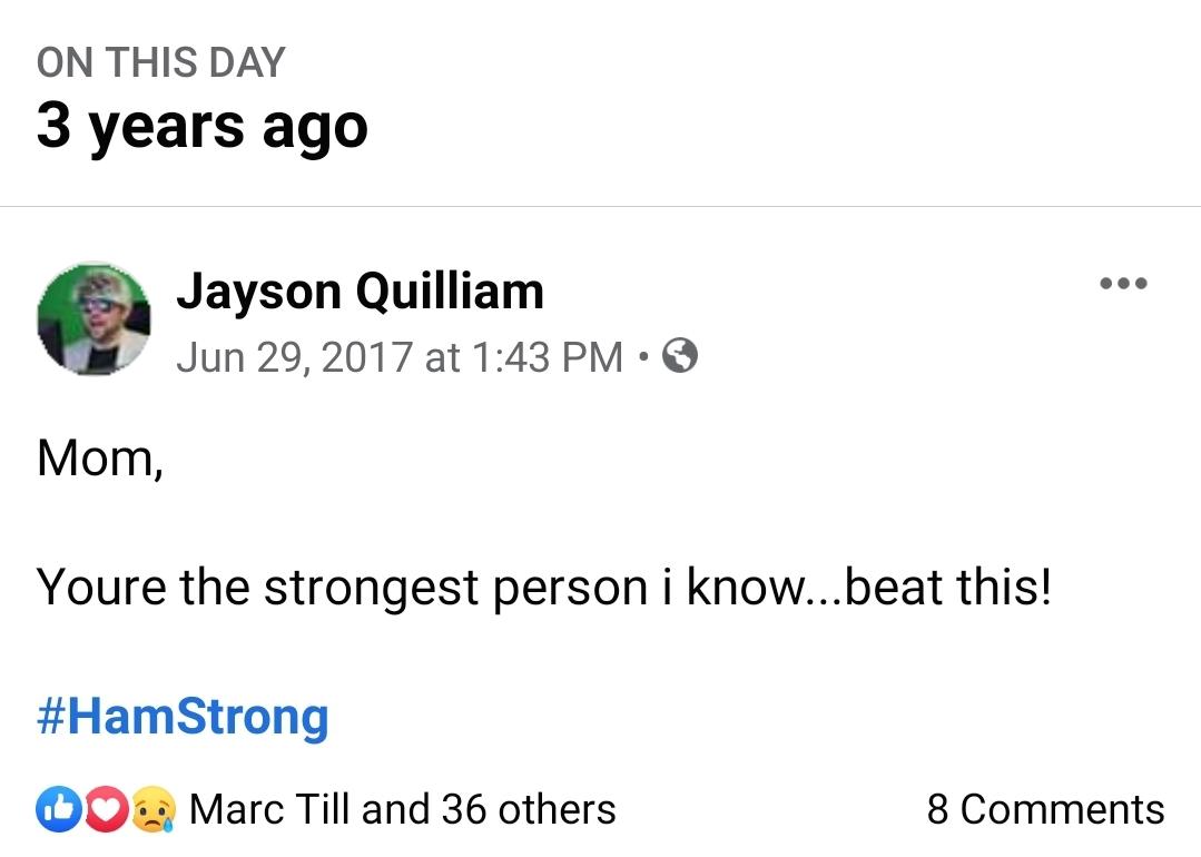 J_Dogg_Dx's tweet photo. Oh Facebook memories...how you love to remind me of things

#HamStrong 
#LoveYouMom https://t.co/S9IZCwBIzH