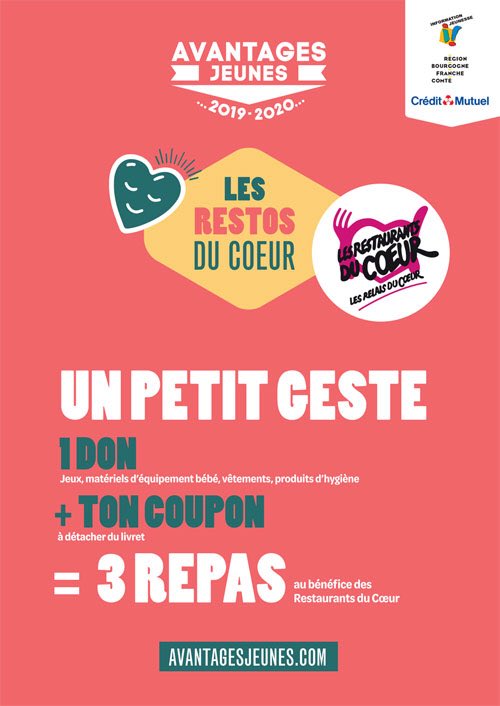 La communauté éducative du lycée reste mobilisée au profit des Restaurants du Cœur. 218 coupons récoltés du livret de la carte Avantages Jeunes pour financer 654 repas. Des dons de vêtements ont été également remis à l'association