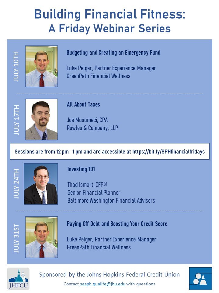 Need some money advice? Join us for Financial Fridays with JH Federal Credit Union! The webinar series starts July 10th. Register at docs.google.com/forms/d/e/1FAI…