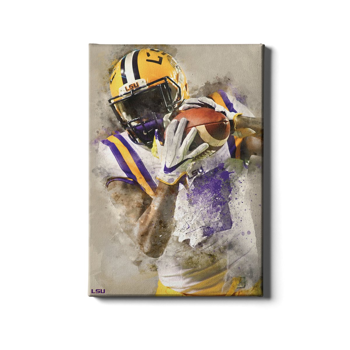 LSU Design in Watercolor. Not your typical football canvas. See more at collegewallart.com