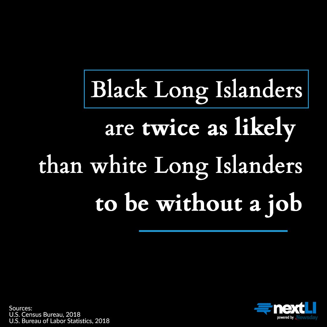 NextLI's tweet photo. Black Long Islanders face substanial disadvantages compared to white Long Islanders. Our data intern @_nicoleki compared regional black-white rates in poverty, unemployment, health insurance coverage and wealth for our “Race on LI” series —> read at: https://t.co/PxxGoK8sUk https://t.co/NjU68ATIvc