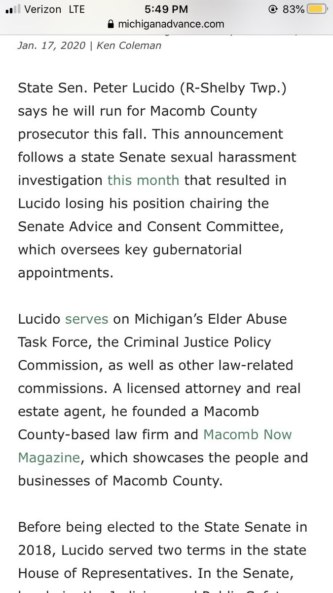 moonslut69's tweet image. MICHIGAN/MACOMB VOTERS!! DO NOT VOTE FOR LUCIDO AS PROSECUTOR. HE SEXUALLY ASSAULTED A WOMAN JUST A FEW MONTHS AGO AND LOST ONE OF HIS POSITIONS. Don’t vote him into this one!!