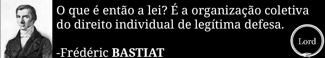 O QUE É A LEI?- Se o indivíduo tem direito a vida, liberdade e propriedade isso se traduz no direito de defender esses direitos (mesmo a força) e no dever de não ferir o dos outros, assim, a lei é a organização coletiva da autodefesa de vários indivíduos para se protegerem.+