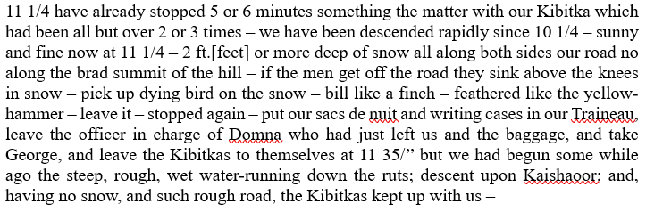 10/04/1840: Deep snow in the mountains and more trouble with the Kibitka. #AnneListerCodeBrea8/