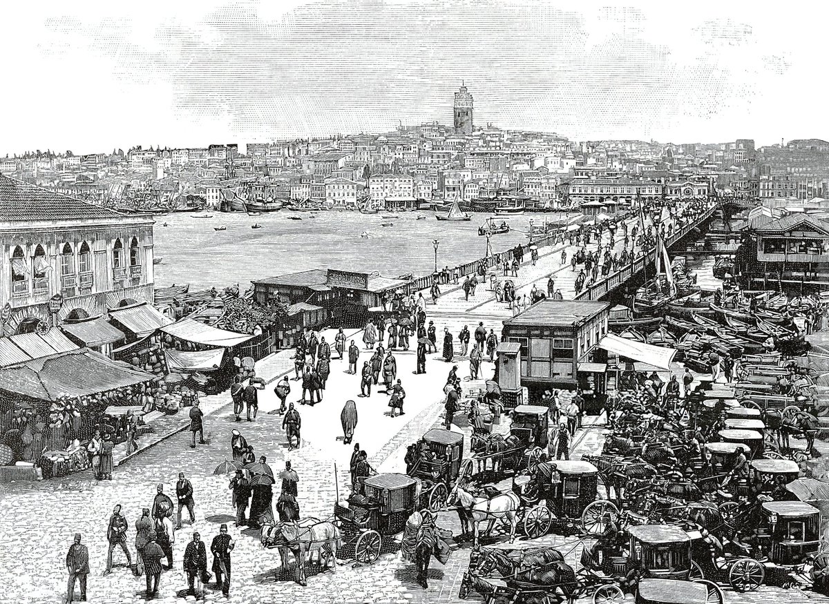 Galata Köprüsü
Kara-Keni, the third Galata bridge (1880-1912), Istanbul, Turkey, photograph by Fratelli Abdullah, from L'Illustrazione Italiana, Year XXII, No 46, November 17 1895