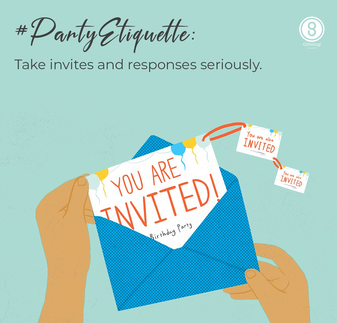 mygiftologigh's tweet photo. #PartyEtiquette: hosts, send invitations out to your guests four weeks before it's party time. Guests should RVSP within two weeks. Courtesy is important from both sides. 

#Giftologi #MyGiftologi #rsvp #invitations #invite #party #Accra #Ghana #Africa #giftregistry #partytime https://t.co/RdrJZ9RcWx