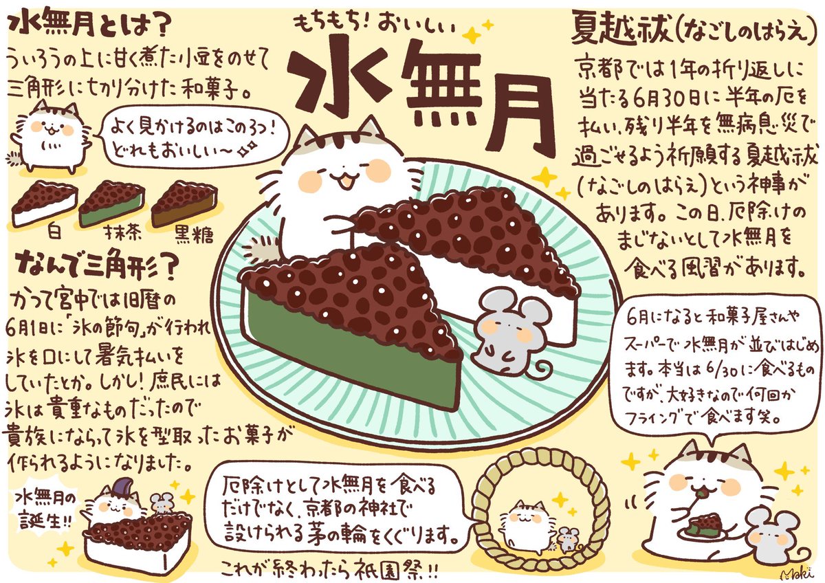 私の大好きな夏の和菓子『水無月』を食べる日が今年もやってきたので過去に描いたやつ貼っておきます!(夏越祓という神事)
すでにフライングで何回も食べてますが、もちもちで美味しいです!☺️✨
#京都 #水無月 