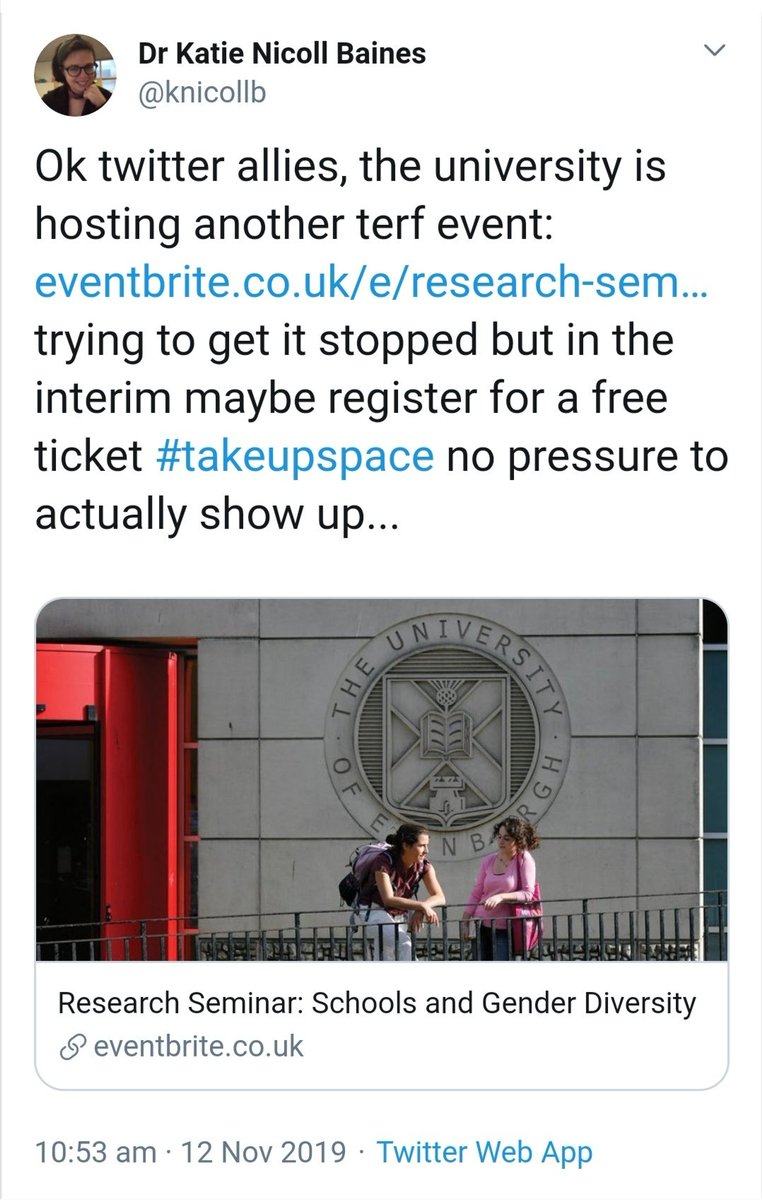 Staff Pride Network had a heads up before the event and their members deliberately tried to sabotage the event by registering for multiple tickets and making spurious reports to Eventbrite