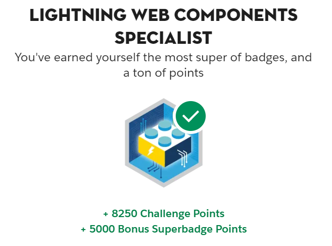arunprasadn's tweet image. Earned New Lightning Web Component #Superbadge!
@SalesforceDevs @trailhead