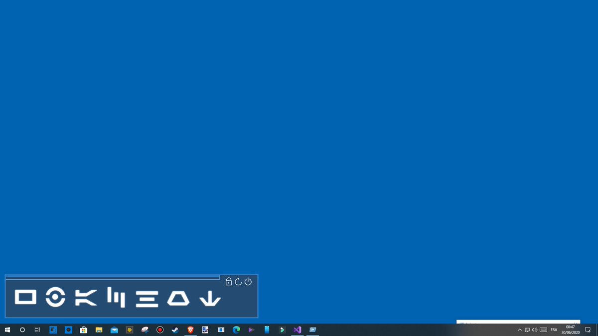 QuentinMarical's tweet photo. Voici l'avancement d'un nouveaeu projet, le dock de l'ordinateur de Jérémie dans Code Lyoko (avec à la place des bouton de gestion de la fenêtre le choix de verrouiller le pc, le redémarrer ou l'éteindre)
(Je me suis aussi inspiré un peu du story mode de l' IFSCL, mais chut!) https://t.co/Hw7MCf1pcc