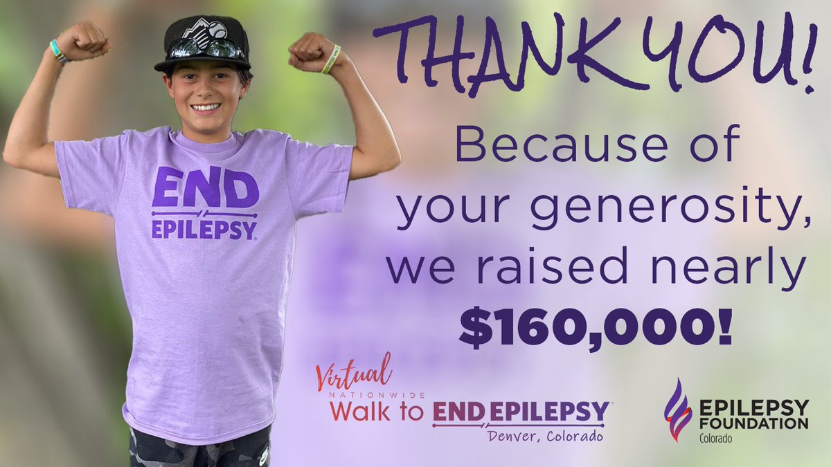 Thanks to our over 1200 walk participants, sponsors, and generous donors the Virtual Denver Walk to #ENDEPILEPSY raised nearly $160,000! Thank you to our Nationwide Presenting and Platinum Sponsors: Greenwich Biosciences, Eisai, Neurelis, UCB, PASCO, and UCHealth.