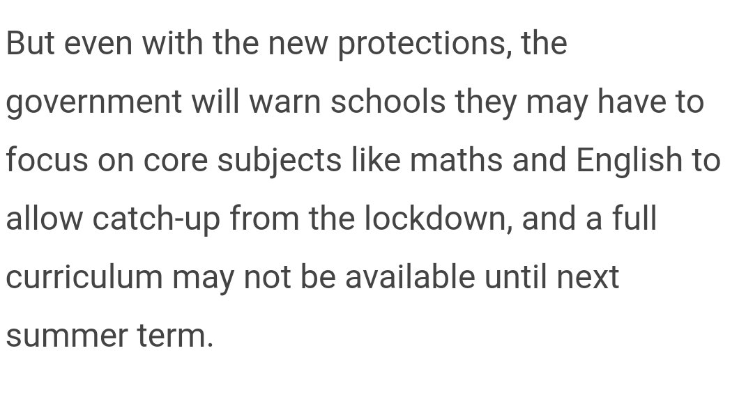 4/ Big narrowing of curriculum, cramming Maths and English, does this mean lots of non core subject staff have to teach outside of their specialism.While they catch up on these will they ever be able to catch up on the other subjects,impact on students who love creative subjects?