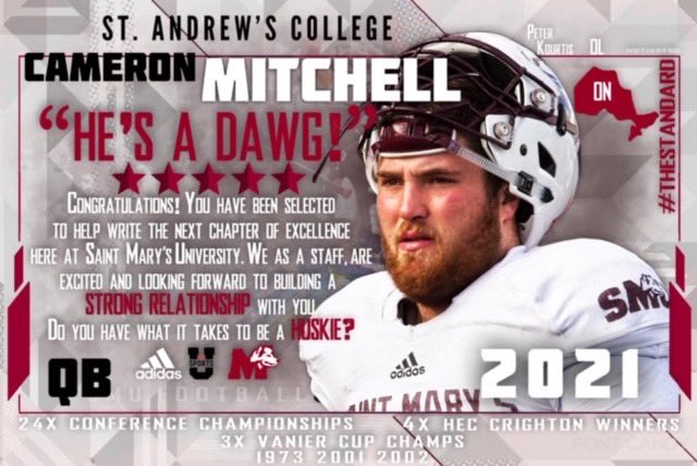 Cameronxmitch's tweet photo. Grateful to be a Top Prospect at @smuFTBL!!  Thanks to @CoachColzie and @TommyKanichis for this recognition 🙌🏈 https://t.co/M7JMJHmlOL