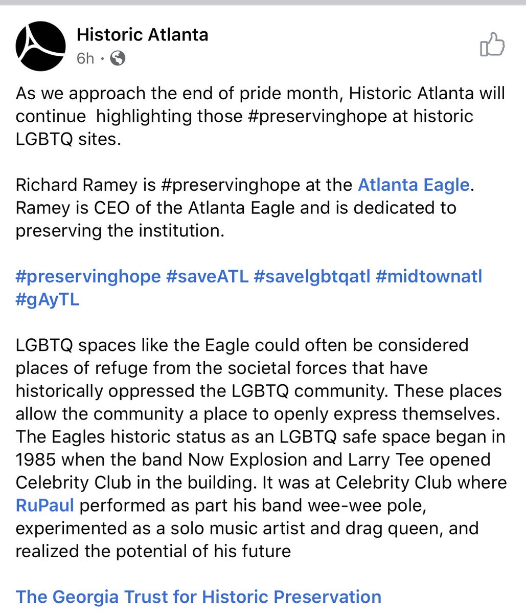 AtlantaEagle's tweet photo. Thank you @historicatlanta #preservinghope #saveatl #savelgbtqatl #midtownatlanta #gayatlanta #gayatl #atlantaeagle #atlanta #atlantageorgia #georgia #atl #leatherbar #leatherclub #rupaul #rupaulsdragrace @TheGeorgiaTrust @RuPaul https://t.co/eU5NTFWD4x