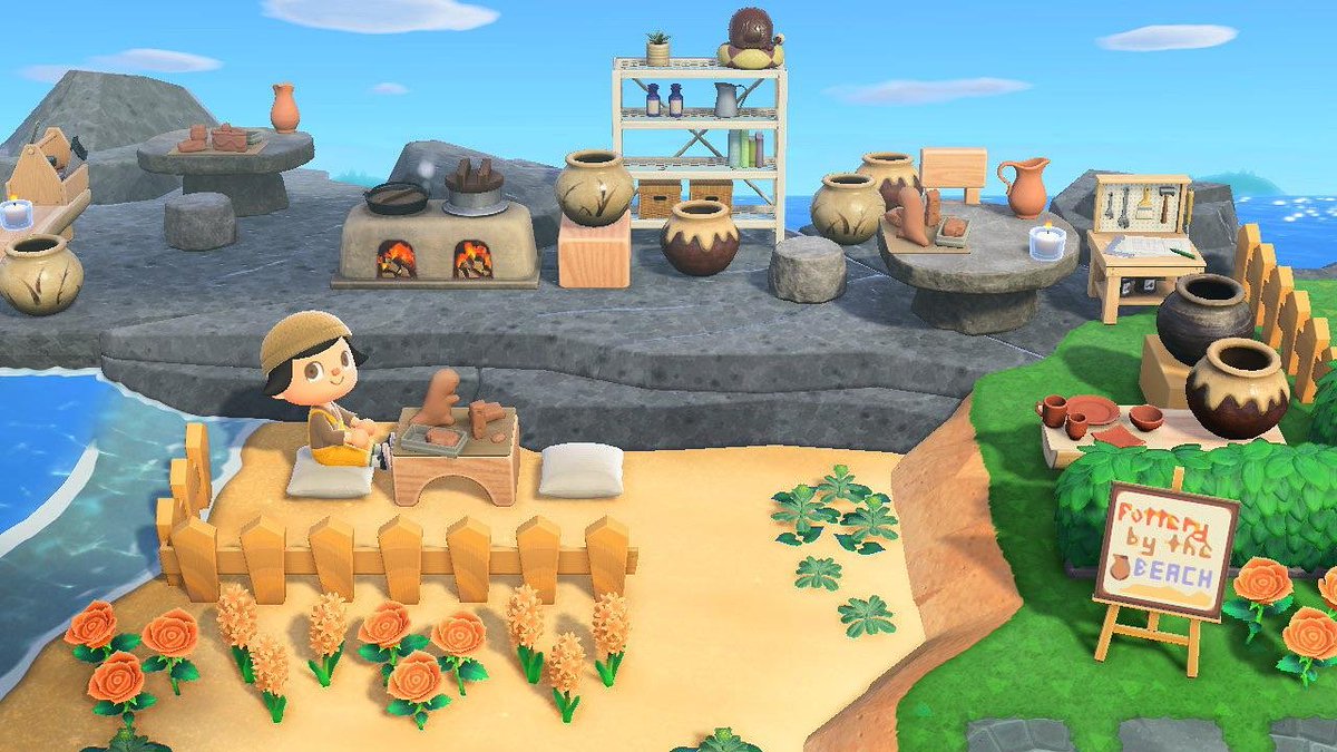 204. Un atelier de poterie en plein air ! (Source :  https://www.reddit.com/r/AnimalCrossing/comments/hie3h9/yes_you_could_say_im_a_pothead/)